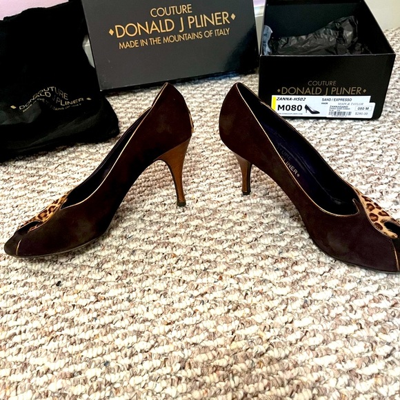 Donald J. Pliner Shoes - DONALD PLINER COUTURE Animal Print and Suede Peep Toe Heels
